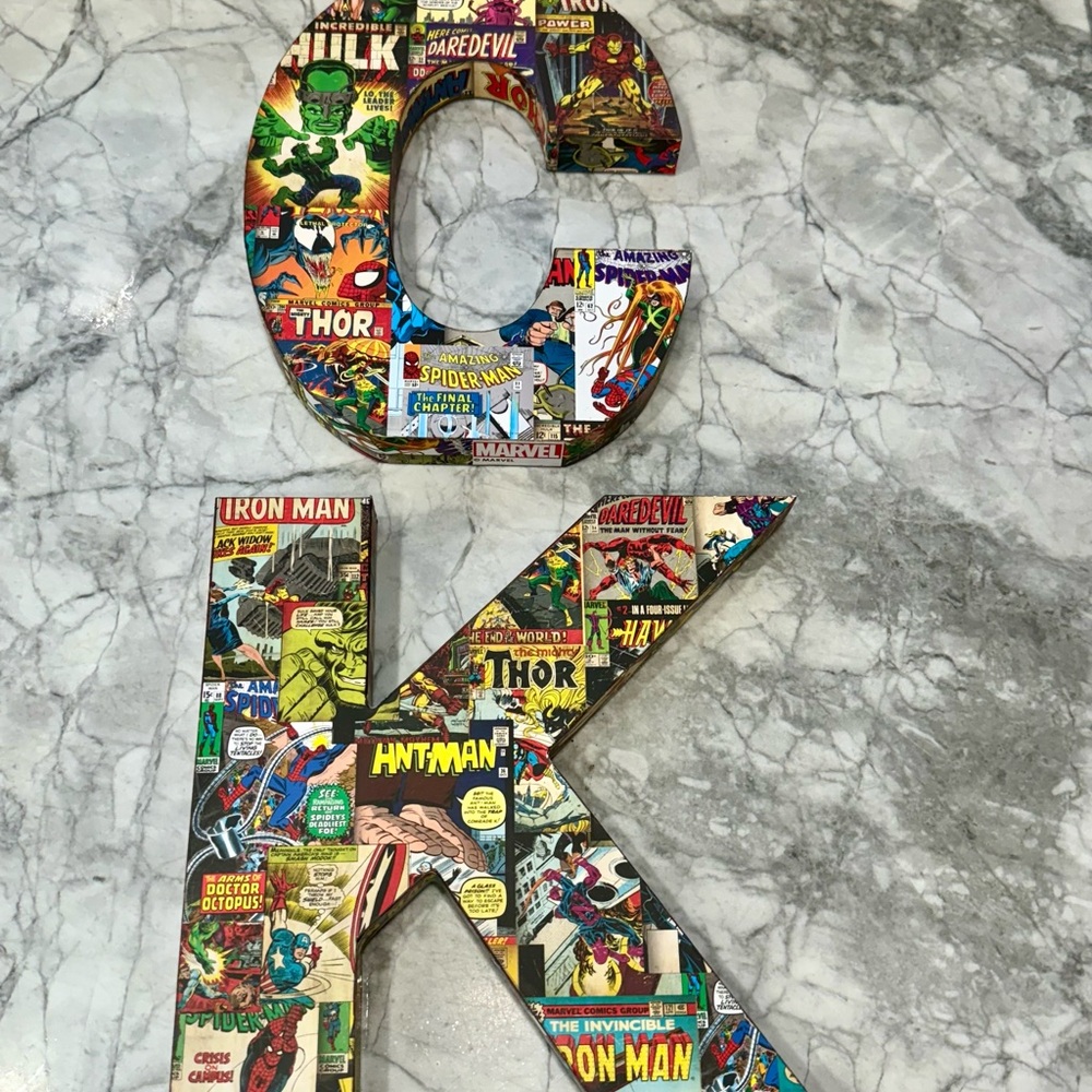 Marvel Comic Book Letter Decor